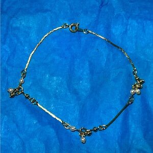 Vintage gold tone and pearl bracelet or anklet